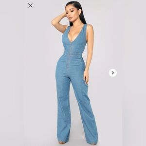 Fashion Nova Blue Denim Jumpsuit